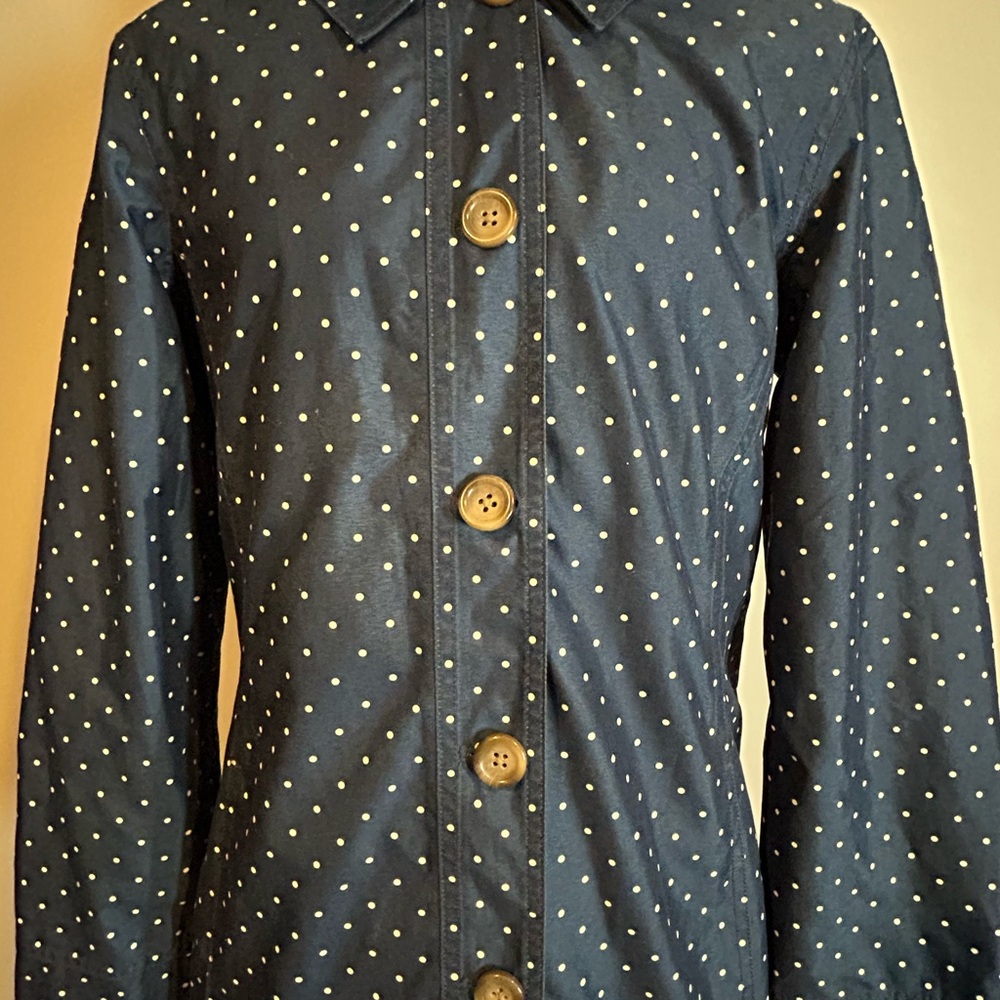 Land’s End Navy Polka Dot Button-Up Coat